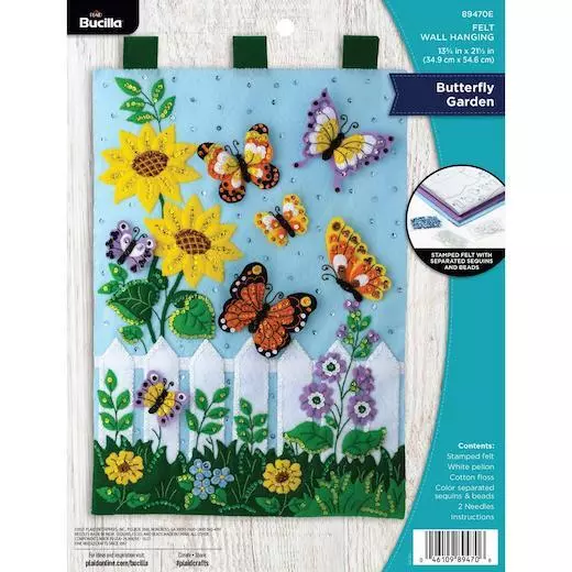 Bucilla Felt Wall Hanging Applique Kit - Butterfly Garden