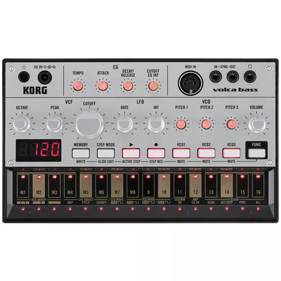 Korg Volca Bass Analog Synthesizer Groove Box Module - Incl 6 x AA Batteries