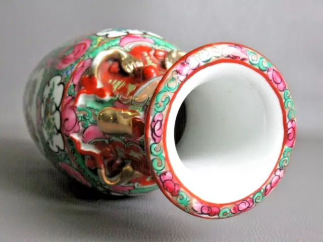 Vase Vintage Östlich Porzellan Hong Kong Handbemalt Griffe Vergoldet Xx Sec