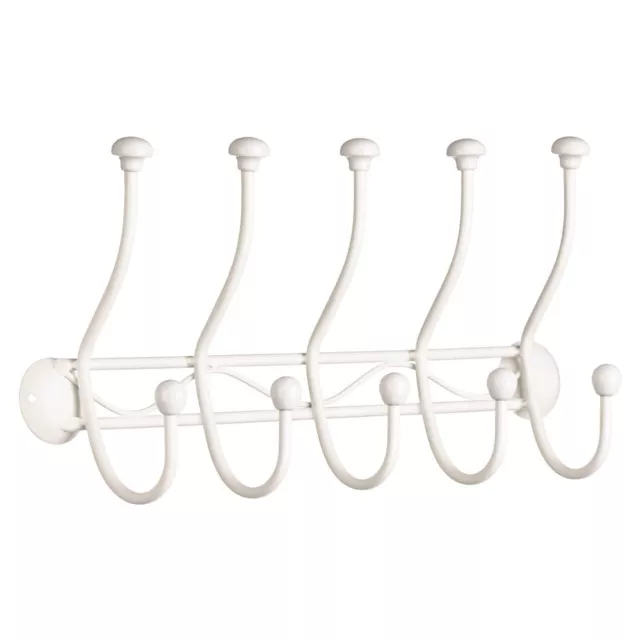 Chic Wall Hanger 10 Hooks Powder Coated Metal Cream Clothes Jackets Coats Tidy