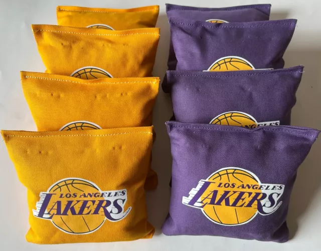 LA LAKERS Cornhole Bags Baggo Bean Bag Toss -- SEAMS WON'T FALL APART!