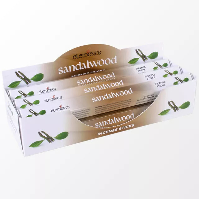 Elements Sandalwood Incense Joss sticks. 20 sticks, 1 pack.