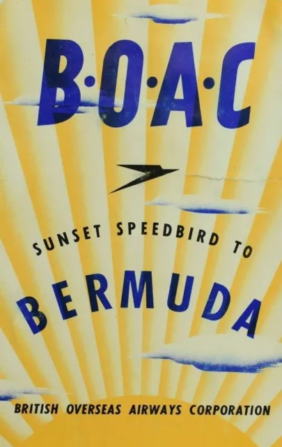 1940's-50's B.O.A.C Bermuda Luggage Label Original E19