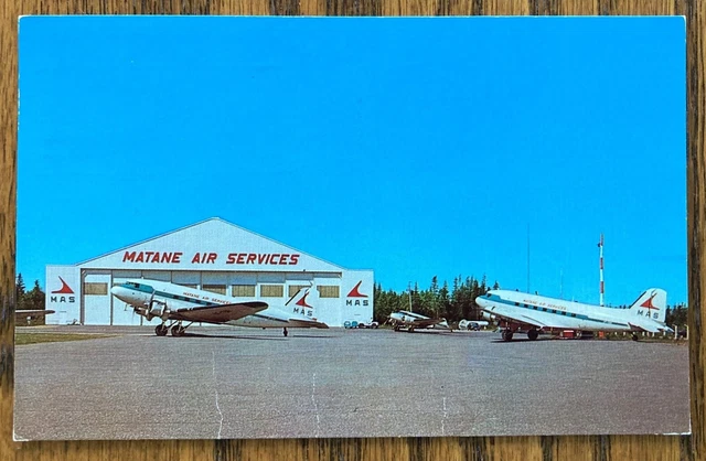 MATANE, QUEBEC: Matane Air Services DC-3s & Hangars at Airport, 1962 pmk