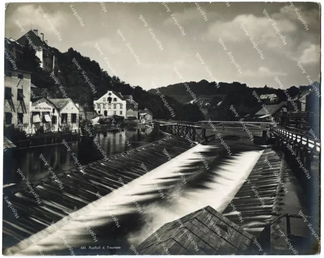 Großfoto Gmunden Oberösterreich  Abfluss des Traunsee ca. 1920