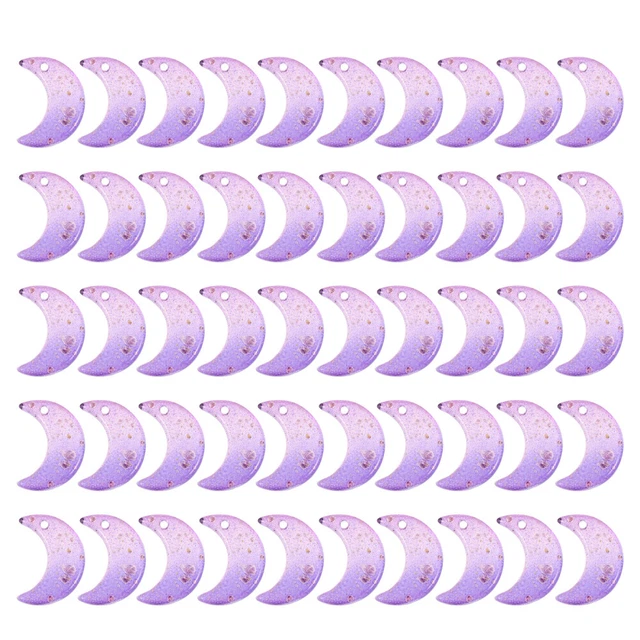 50pcs Kristall Mond Charme Glas Tiny Hängen Anhänger Eid Mubarak Charme Anhänger