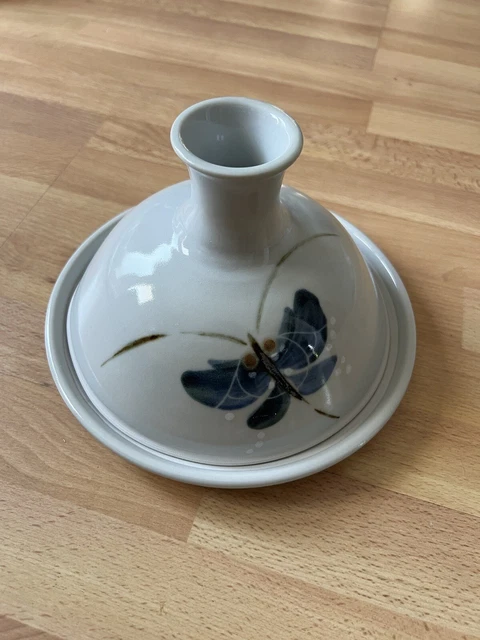 Sycamore Pottery Hand-Crafted Tagine Pot 8” Asian Floral Design, Euc
