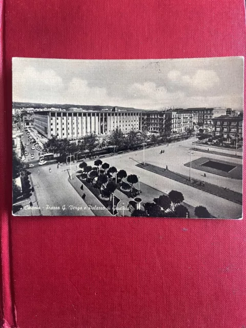 Cartolina  Catania - Piazza G. Verga E Palazzo Di Giustizia - Viaggiata 1961