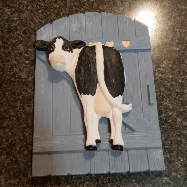 vintage plaster Dairy Cow wall plaque 12 inch × 8.5