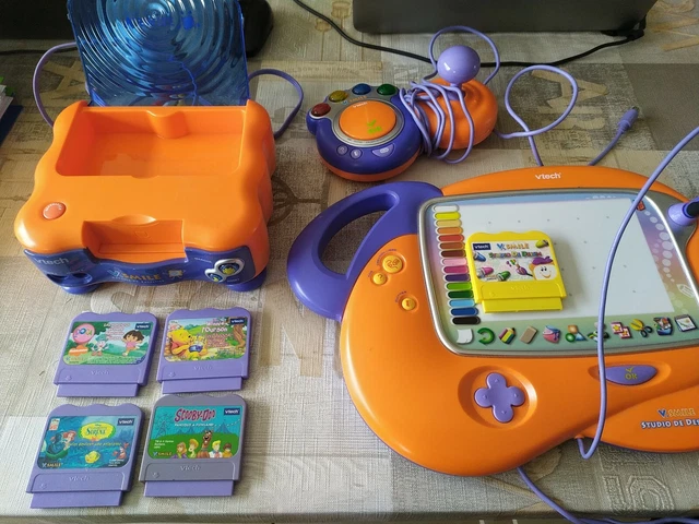 Console VTech V.Smile Orange – Avec 2 Manettes Et Jeu Oui Oui – Testée Et En Très Bon état
