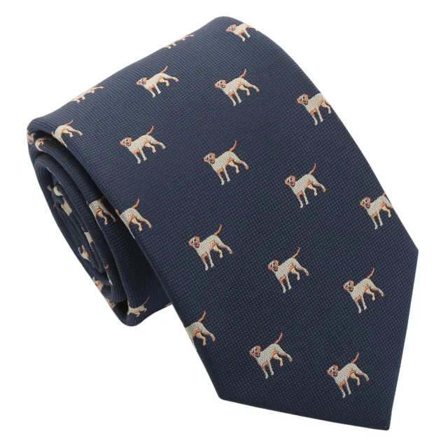 Premium Mens Navy Labrador Retriever Novelty Modern Style Neck Tie by DQT