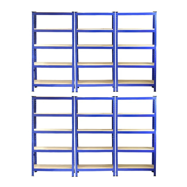 6 Magazzini Garage T-Rax Acciaio Blu 5 Livelli 75cm Unità di Stoccaggio Scaffalature