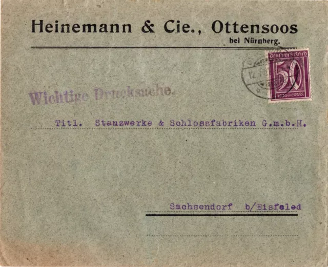 Bayern & DR Belege-Lot Ottensoos, GS, Firmenbrief, Postlagernd etc. 1884/1922 2