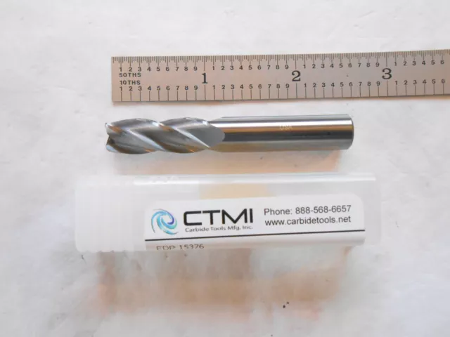 New Ctmi Usa 3/8" Dia. X 1" Loc X 2-1/2" Oal X .030" C.r. 4Fl Cc Carbide Endmill