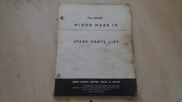 The Jones Baler Minor Mark Iv Spare Parts List
