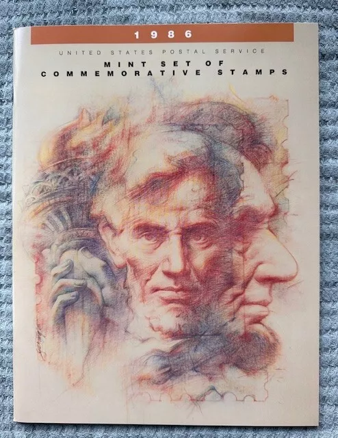 1986 USPS COMMEMORATIVE Stamp Yearbook, Dust Jacket, Stamps in sealed ...