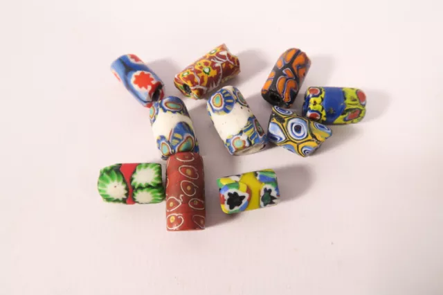 10 alte kleine Millefiori Glasperlen GD49 Old Venetian African Trade Beads perle