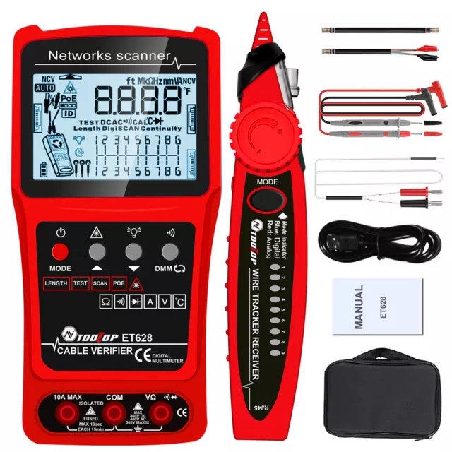 Détecteur de câble réseau portable 3 en 1 Instrument de mesure de longueur R8S7