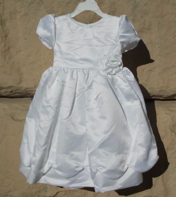 Jolene Joyful Holladay White Satin Flower Girl Dress Communion Baptism Wedding 4