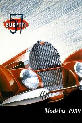 Poster Manifesto Locandina Pubblicità Vintage Automobili Bugatti Arredo Ufficio