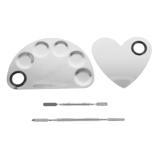 2 Pcs Stainless Steel Palette Manicure Tools Makeup Pallet Nail