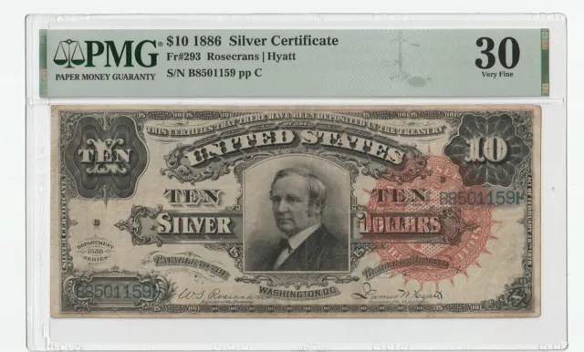 1886 $10 Silver Certificate Fr#293 PMG VF30