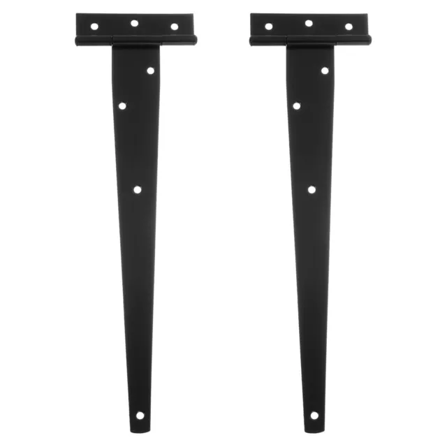 2Pcs T-Strap Door Hinges, 12" Wrought Tee Shed Gate Hinges Iron (Black)