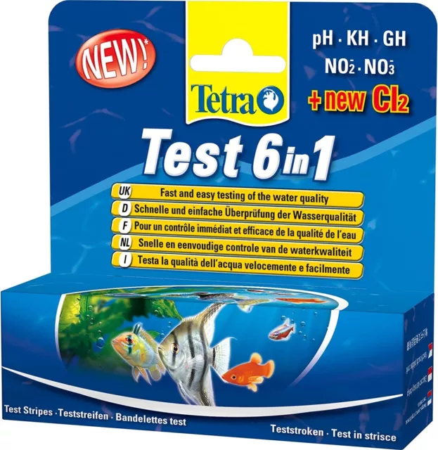 Tetra Test 6 strisce acquario per testare 6 parametri essenziali di qualità dell'acqua nuovo