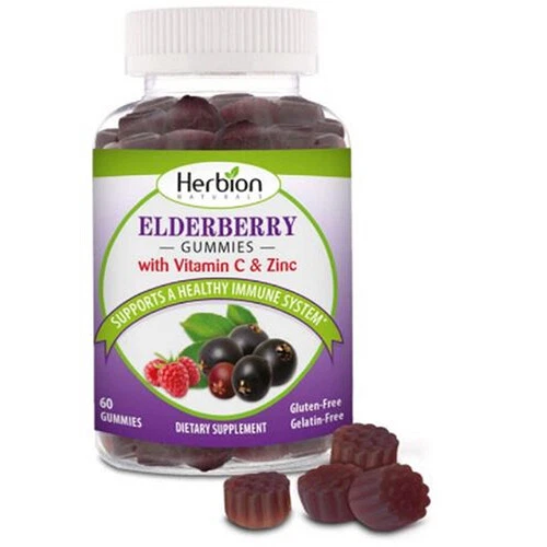 ELDERBERRY GUMMIES WITH Zinc & Vitamin C 60 Count By Herbion Naturals £