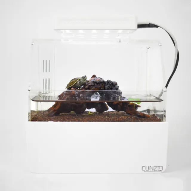 Aquarium Fish Tank Desktop Decor Fish Tank Rectangle Mini Fish Tank + LED Lamp