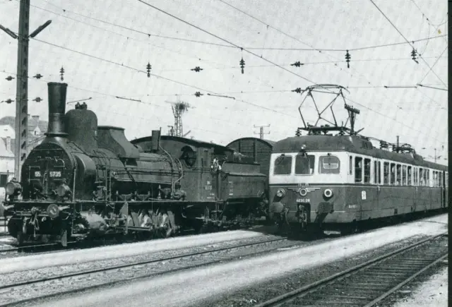 "Alte Foto-AK"- Lokomotiven 55.5735 & 4030.09 Bahnhof Zellweg