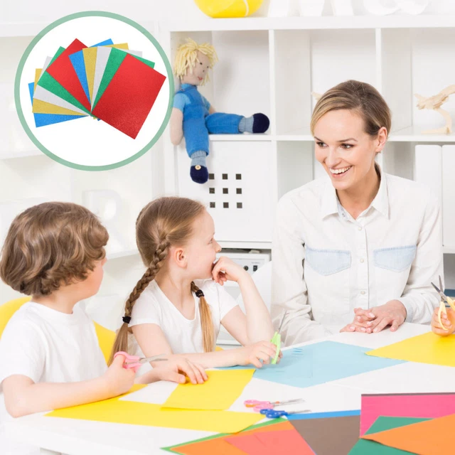 Kit de 10 hojas artesanales de origami de papel esponja colorido para niños