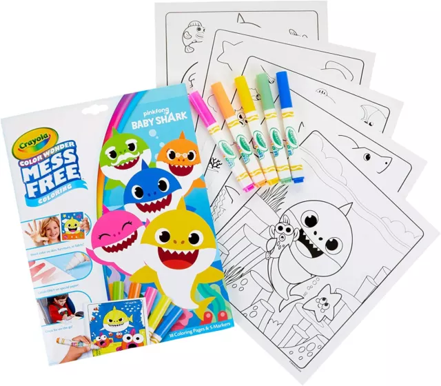 Crayola Color Wonder Coloring Book & Markers Mess Free  Frozen-Baby Shark-Lion..