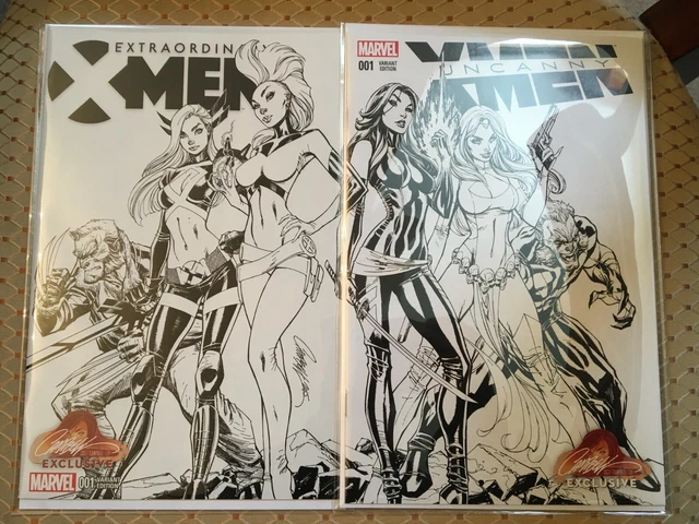 Extraordinary + Uncanny X-Men #1 J. Scott Campbell Connecting EXCLUSIVE B&W NM