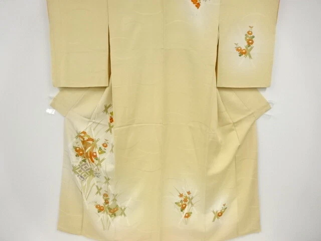 39118# Japanese Kimono / Antique Kimono / Embroidery / Carriage & Flower