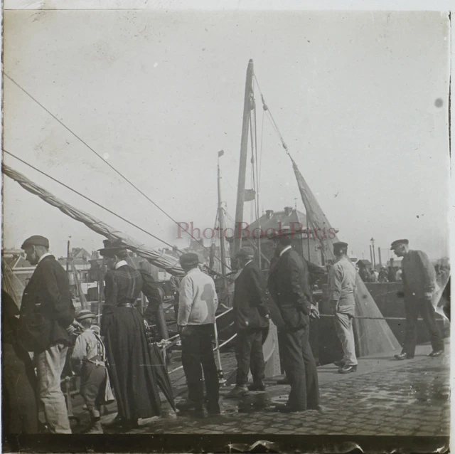 Dieppe Normandie France Photo Stereo PL59L9n5 Glass Plate Vintage 1908