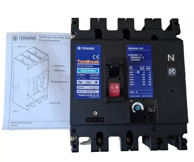 Terasaki Tembreak Xs250Nj 250 Amp 4 Pole Mccb Circuit Breaker