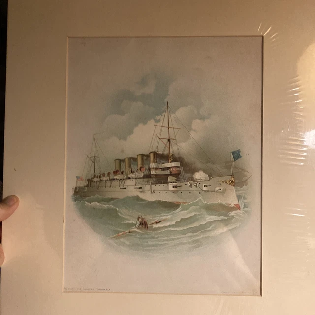 Matted 1898 USCruiser Columbia Litho