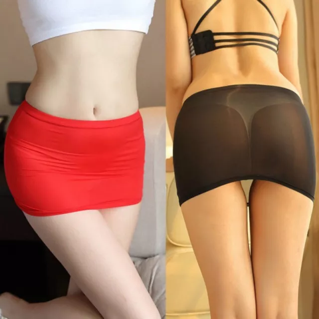 Ladies Sheer Skirt Sexy Micro Mini See Through Invisible Short Bodycon Club Wear