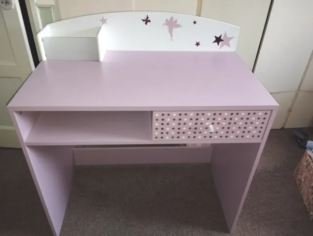 Pink And White Dressing Table/Desk With Drawer. Solid And Heavy.Well Made