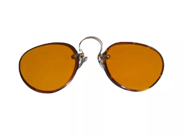 Antique Tortoise Amber Pince Nez Sunglasses Orange Civil War Glasses Vtg Glasses