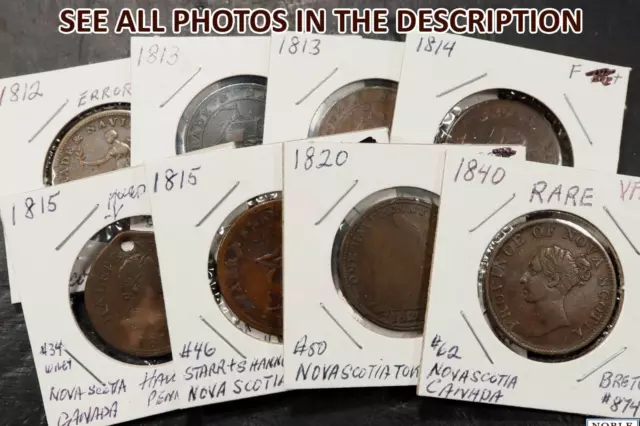 NobleSpirit No Reserve ) 1812-1840 Nova Scotia Half Penny Token Set of 8