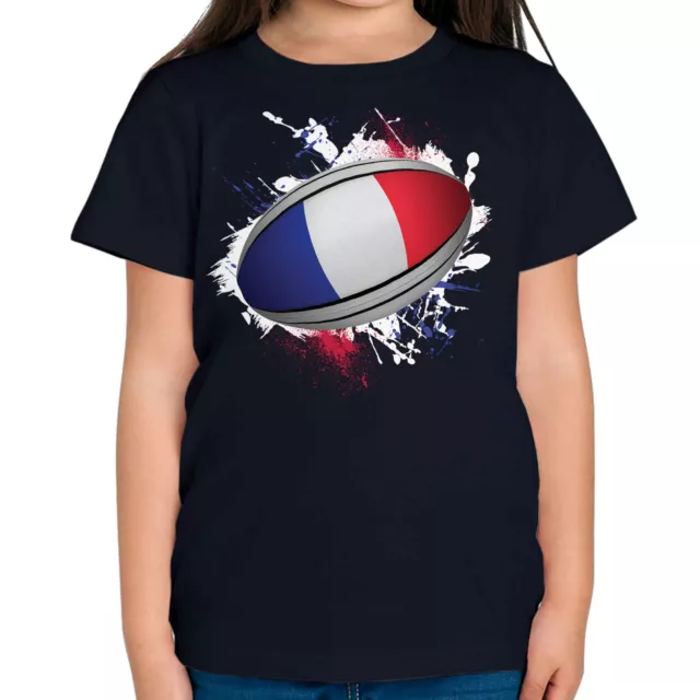 France Rugby Ball Splatter Kids T-Shirt Tee Top Gift World Cup Sport