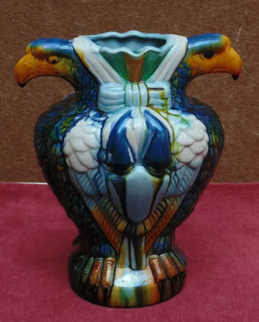 rare ancien grand vase aigle impérial barbotine Sarreguemines thomas sergent ...