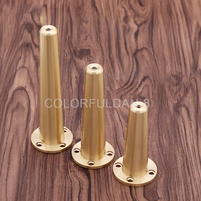 4PCS Brass Cone-Shape Height Adjustable Furniture Legs Cabinet Table Sofa Feet 2