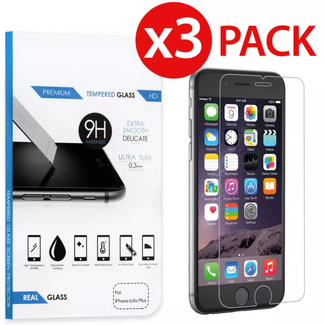 [3-Pack] Tempered Glass Screen Cover Protector Saver For iPhone X 8 8 Plus 7 6+