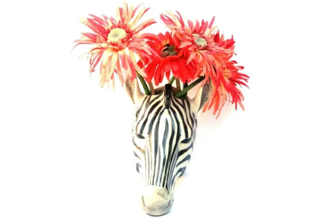 Zebra wall vase by Quail pottery Wall hanging Pot Flower display  Gift Boxed