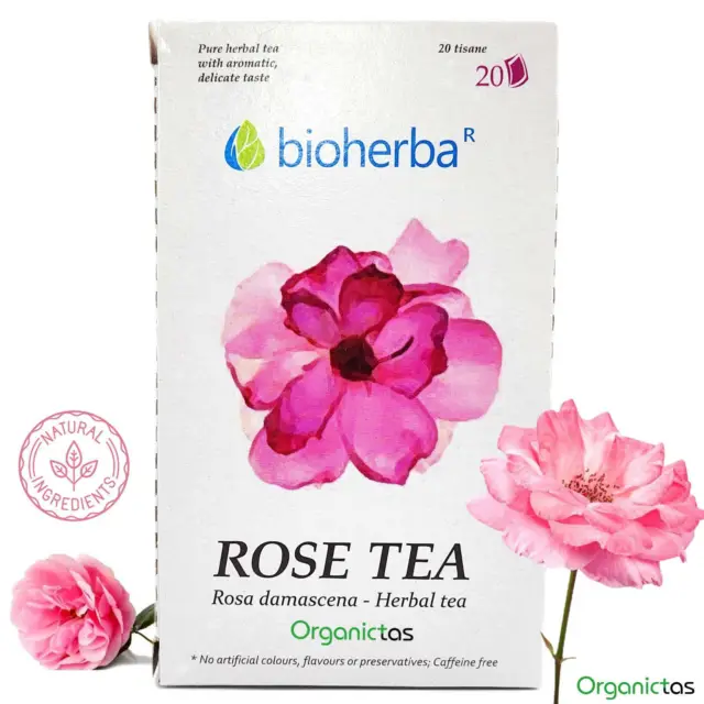Pure Rose Flower Tea - Natural & Famous Bulgarian Rose Damascena 20-60 Tea Bags