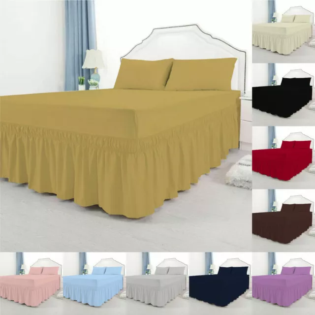 Plain Dyed Valance Sheet Deep Fitted Bed Sheets Single Double King Poly Cotton