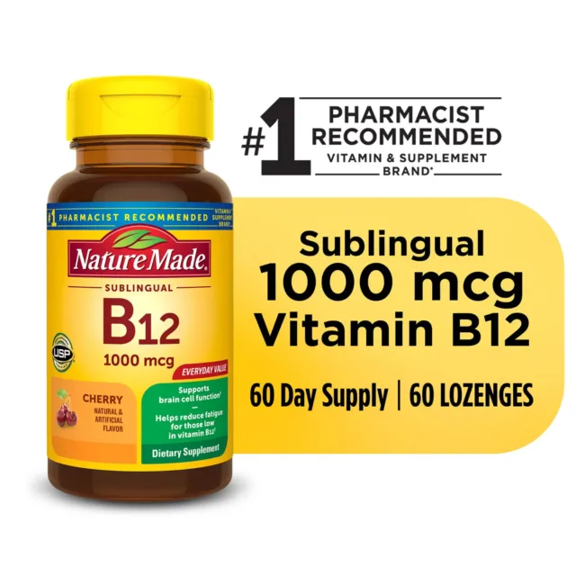 NATURE MADE VITAMIN B12 Sublingual 1000 mcg Sugar Free Micro-Lozenges ...